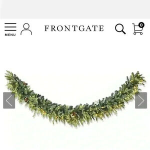 Frontgate Christmas garland pre-lit comes with battery pack 9 feet